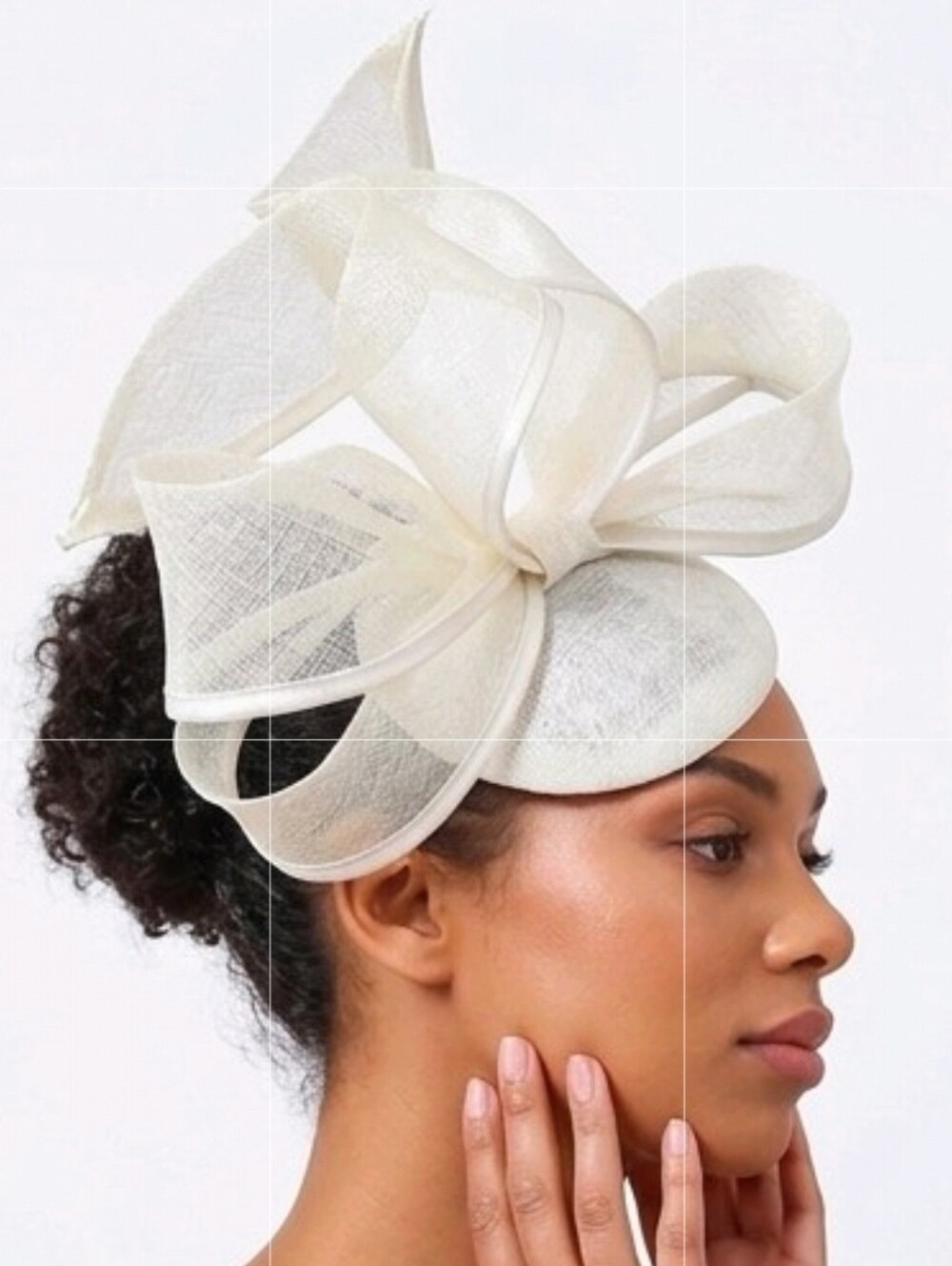 Beloved Millinery Fabulous White Pillbox Ribbon Sculpted Fascinator - Picture 2 of 4